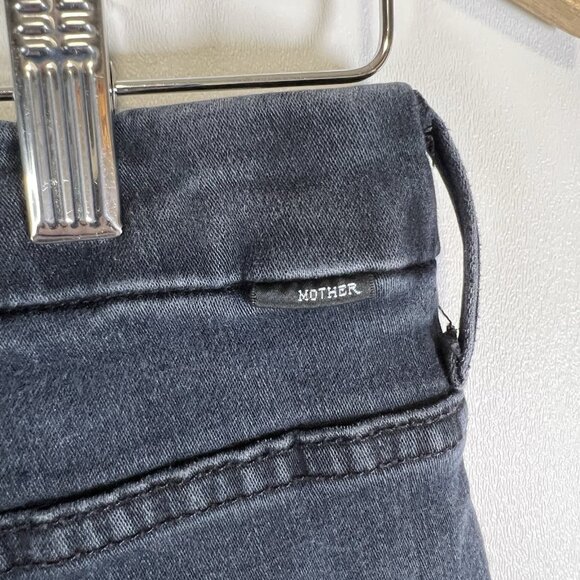 MOTHER Jeans 29 Black High Waisted Looker Ankle Skinny Stretch Blackbird Wash - Picture 7 of 12